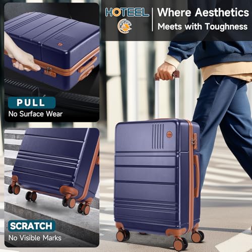 Hoteel Luggage Sets 3 Piece, ABS+PC Hard Shell Suitcases with Wheels, TSA Aproved Lock and Convient Side Hook, Travel Suit Case Set for Men and Women, (3-Piece, Dark Blue)2