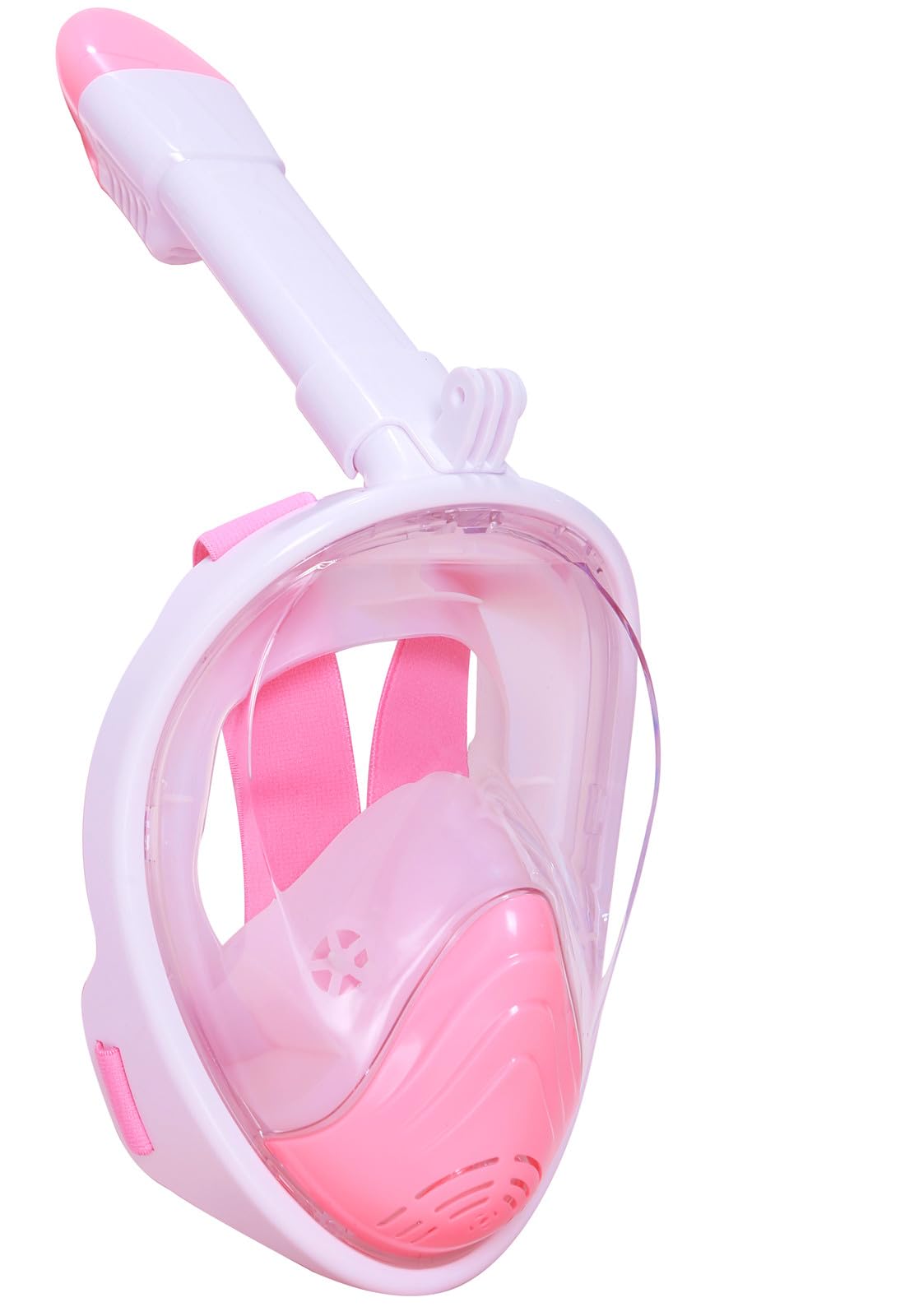 Aprllolg Full Face Snorkel Mask,Snorkeling Diving Mask for Adults with 180° Panoramic View,Sports Camera Compatible Snorkel Set Scuba Mask (Pink XS)