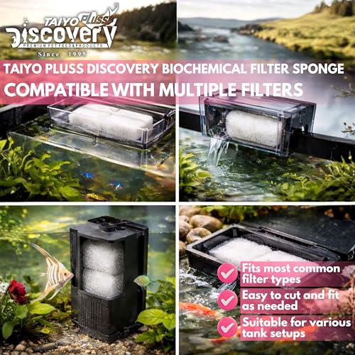Image of Taiyo Pluss Discovery Biochemical White Filter Sponge Roll - 3 Feet (100 x 13.5 x 3 cm) (3 Pack) | Cut-to-Size Felt Filter Foam Cotton Media for Aquarium | Mechanical & Biological Filtration