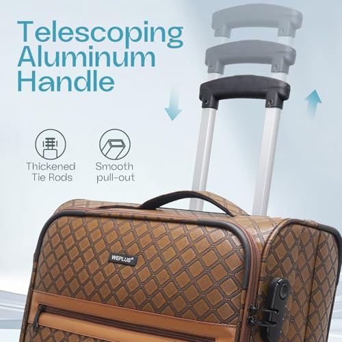 KYME 20 Inch Carry On Luggage 22x14x9 Airline Approved,PU Leather Softside Suitcase with Double Spinner Wheels,Brown3