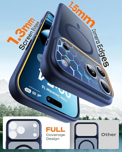 Image of MagPro case for Apple iPhone 17 Pro with Camera Protection MagSafe Compatible Protective Cover with Strong Magnetic Adsorption Shockproof Armor Polycarbonate Translucent Matte Blue v