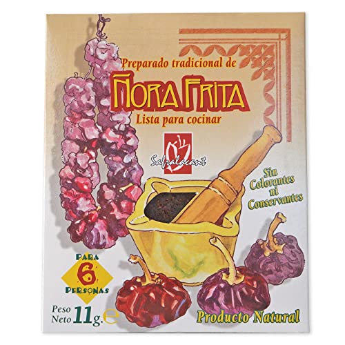 Pack de 10 Sobres de 11g de Ñora Frita | Úsala en tus Arroces, Calderos y Guisos | Lista para cocinar| 100% Artesanal | Sin Colorantes ni Conservantes | Ñora, Sal y Aceite de Girasol