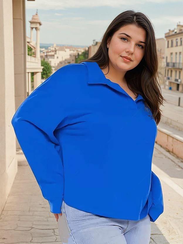Image of KOTTY Women's Plus Size Casual Hoodie Sweatshirt(Blue,5XL)