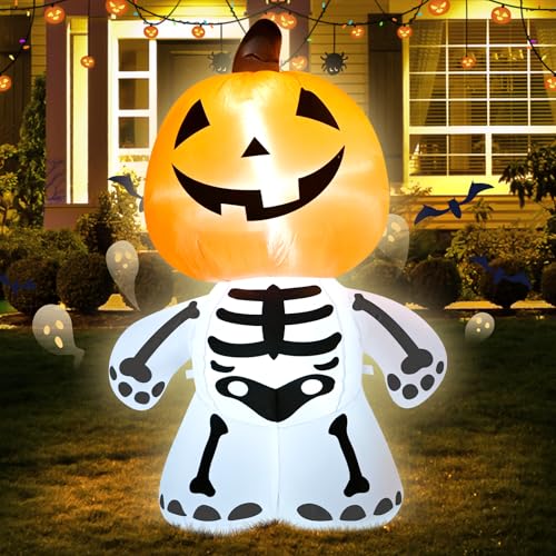 4FT Halloween Inflatable Blow up Cute Pumpkin Ghost Lawn Decoration - image 1