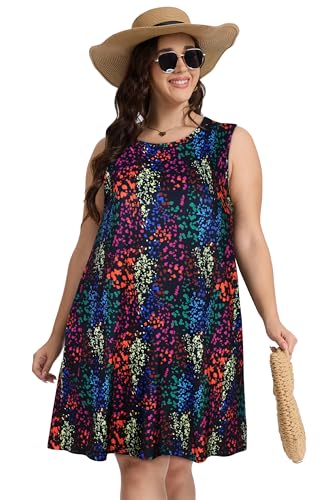 Image of elescat Plus Size Summer Dresses for Women Sleeveless Pockets Beach Tshirt Tank Sundress 2026