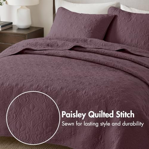 Image of Madison Park Luxurious Cotton Damask Quilt Set, 3PC King /Cal King Bed Set