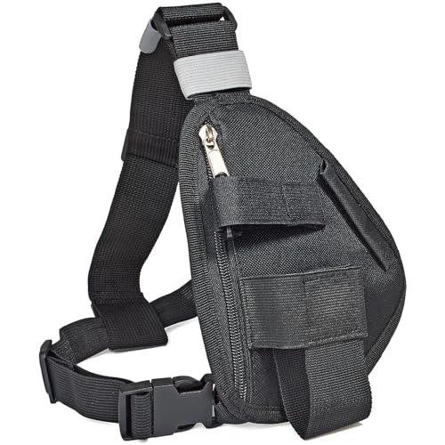 HYS Chest Harnais pour Radio, Gilet Portable Sac de Poitrine Noir avec Sangle réglable Compatible avec Baofeng Motorola Uniden Kenwood ICOM Walkie Talkie