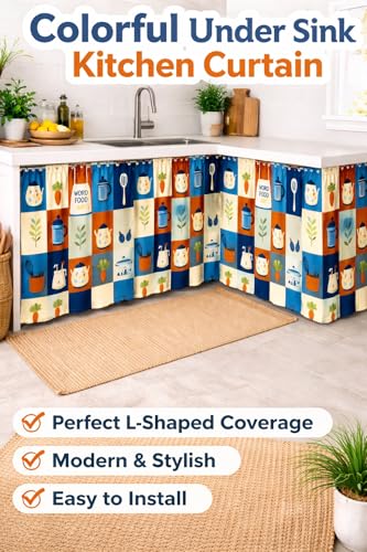 Image of Barebeauty Premium Printed Kitchen Sink Curtain | Kitchen Under Sink Curtain | Decorative Cabinet Cover | Washable & Dustproof | Modern Curtain (1, Design-2)