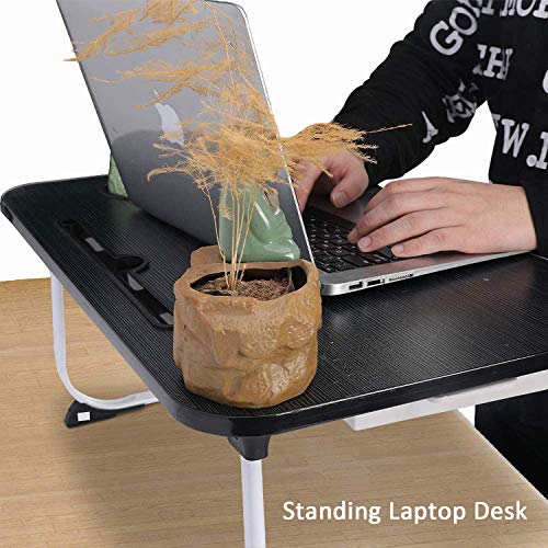 Xxl Laptop Table,Portable Lap Table With Beverage Holder And Storage Drawer,Standing Floor Table Adult Work,Folding Laptop Tray For Student Study Writing Eating On Bed Couch Office(27.5”X18.9”X11”) #TOP2