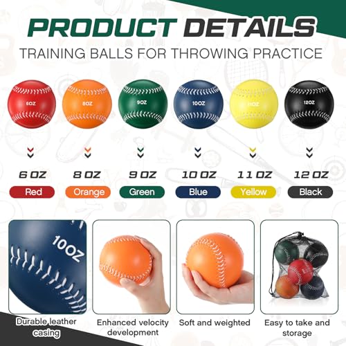 Image of Arrowbash Weighted Softball Training Balls Bulk Set