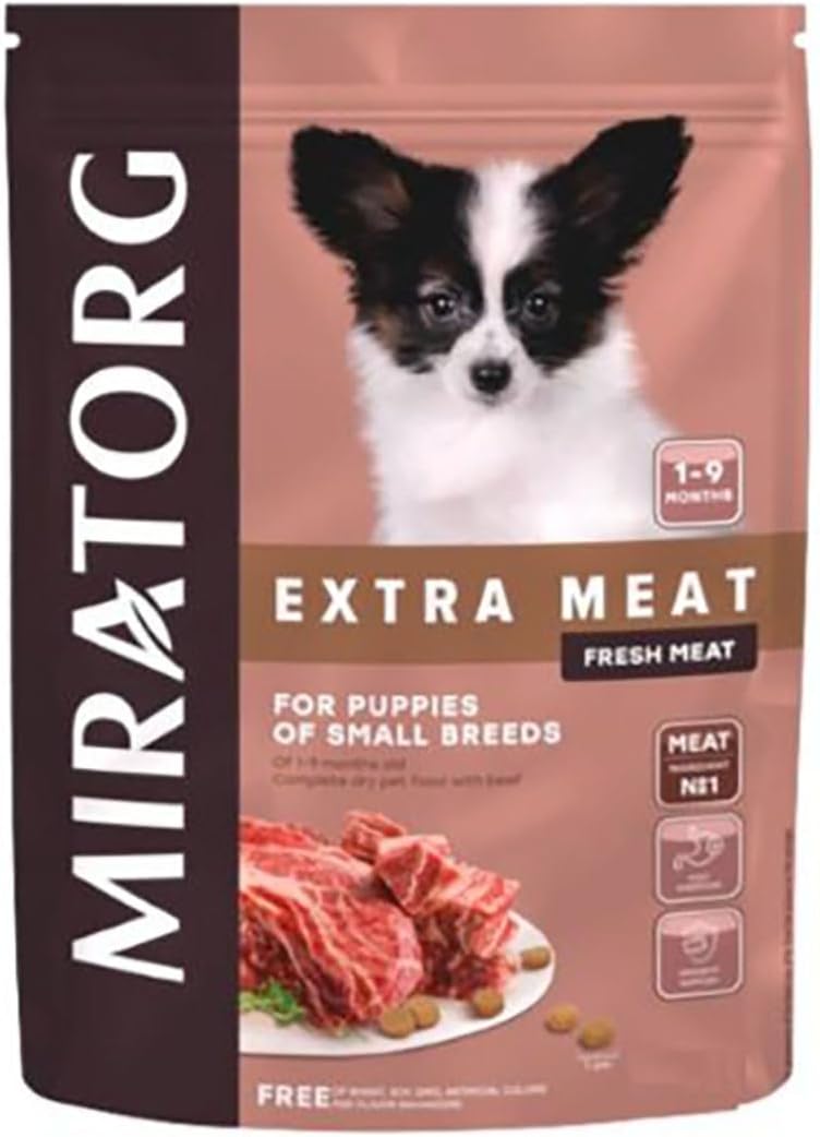 Miratorg EXTRA MEAT with Beef for Small Breed Puppy Dry Food - 1.5KG