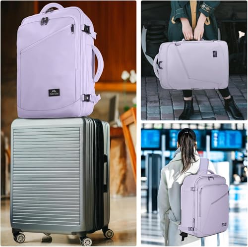 MATEIN Bagaż Podręczny 40x30x20, 24L Plecak Podróżny Męski i Damski do Ryanair, Eurowings, Wizzair, Vueling, Cabin Bag Travel Backpack do Pracy, Biznesu i Podróży, Jasnofioletowy