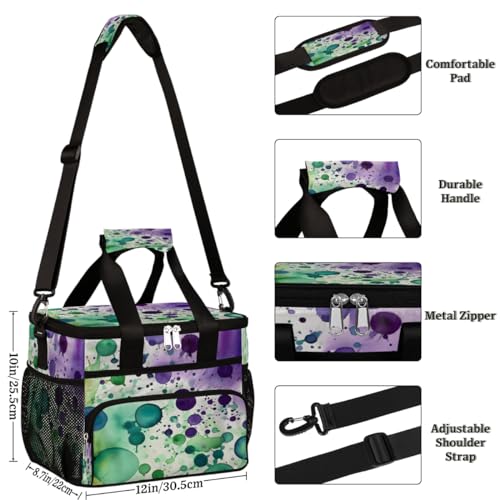 Ink Splashes Insulated Picnic Backpack Lunch Box for Women Men Picnic Basket Tote Lunch Bag Picnic Bag Portable Lunch Bags for Picnic, Beach, Work, Trip,Office, Camp Watercolor Dots