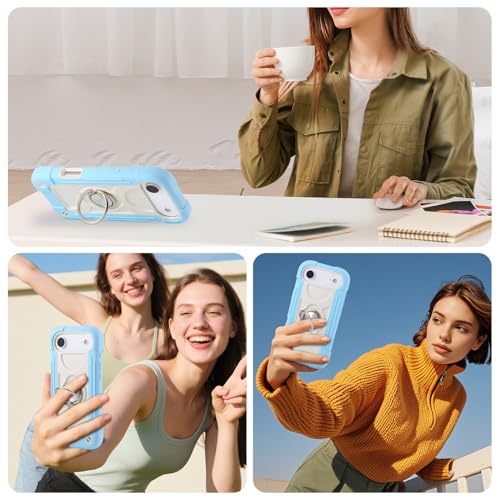Image of MARKILL Compatible with iPhone with Built-in 360Rotating Ring Stand, Military Grade Drop Protection Full Body Rugged Heavy Duty Case Durable Cover (Ice Blue, iPhone Air)