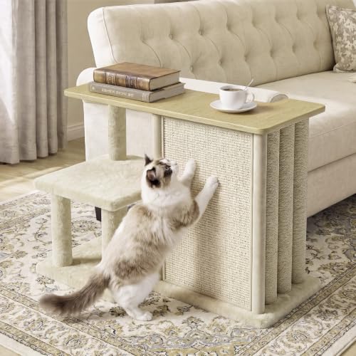 Image of Homegroove Cat Scratching Post, Mushroom Shaped Tall Scratch Post with Large Stable Round Base, Sisal Cat Scratcher Furniture for Indoor Kittens and Adult Cats (Natural Wood - Right)