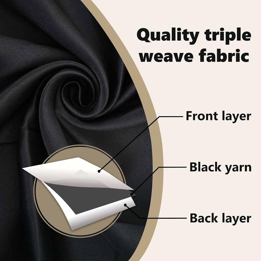 vidaXL Cortinas Opacas con Anillas 2 uds. Negro 260 x 140 cm Poliéster