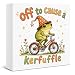 Funny Cute Frog Desk Decor Sign - Humor Off to Cause a Kerfuffle Acrylic Sign Home Office Decor - Sarcastic Gag Gifts for Coworkers Friends Son Daughter Brother 4x4 Inch