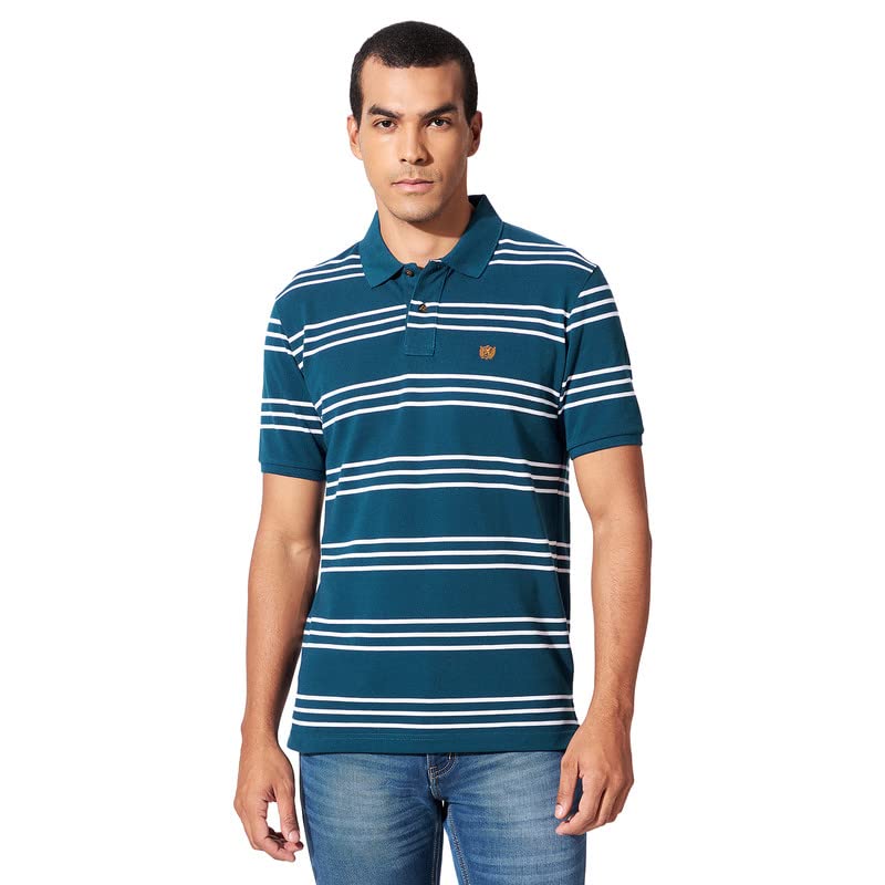 FAHRENHEIT Men's Regular Poly Cotton Contrast Stripe Pique Polo T-Shirt