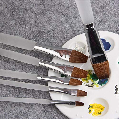 WYN 6pcs/Set frosted crystal rod Langhao flat peak oil painting gouache watercolor painting professional acrylic brush