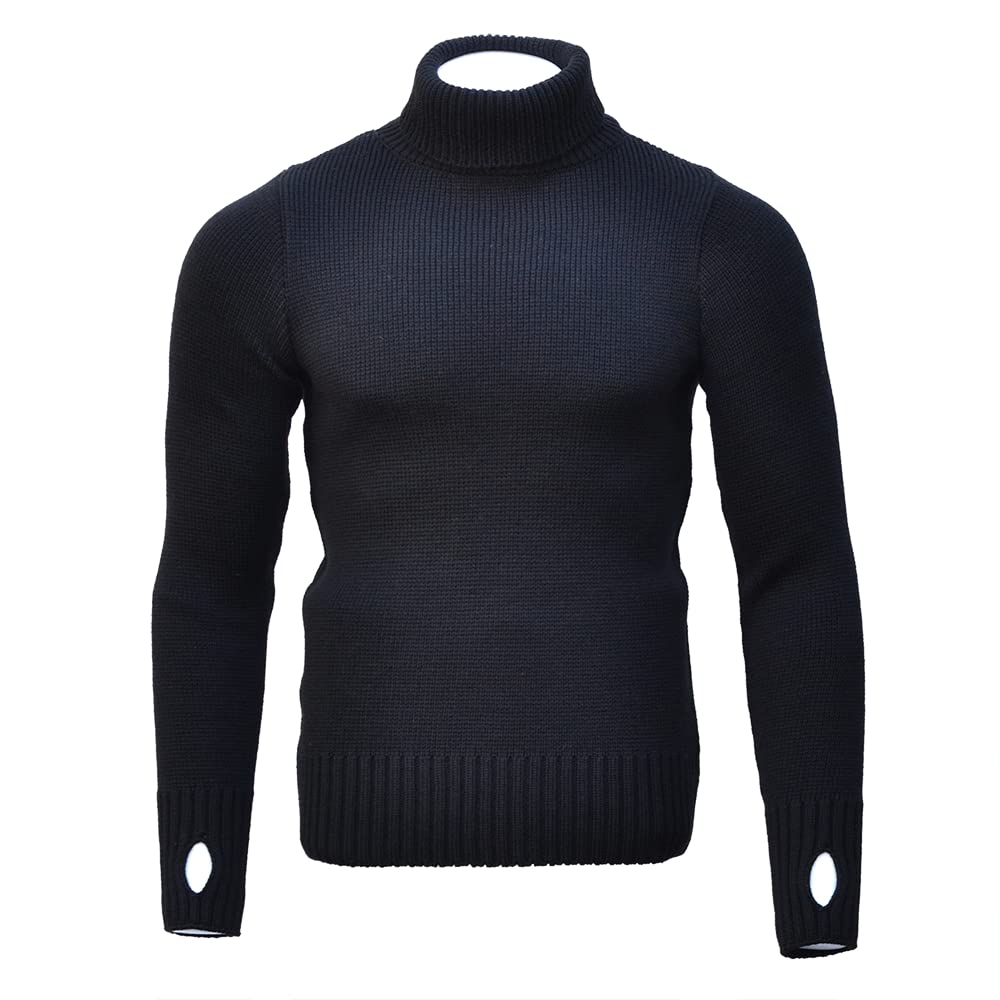 Goldtop Men's Black Merino Wool Submariner Sweater - (Small - 38")