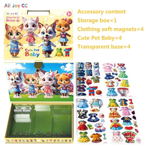 ZCHYTOOL Niedliche Haustiere Magnetisches Ankleidespiel Set 4 Figuren mit Kleidung und Ständer Spielzeug für Kinder Älter als 3 Jahre Spielset Geschenke für inspirieren die kreativität
