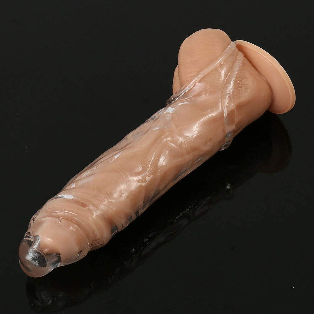 Estensione Pennis Extender, Ingrandimento del Pene Realistico Manicotto del Pene Morbido TPE Manicotto del Pene Preservativi Riutilizzabili Maschili Dick Dildo Giocattoli Erotici del Sesso