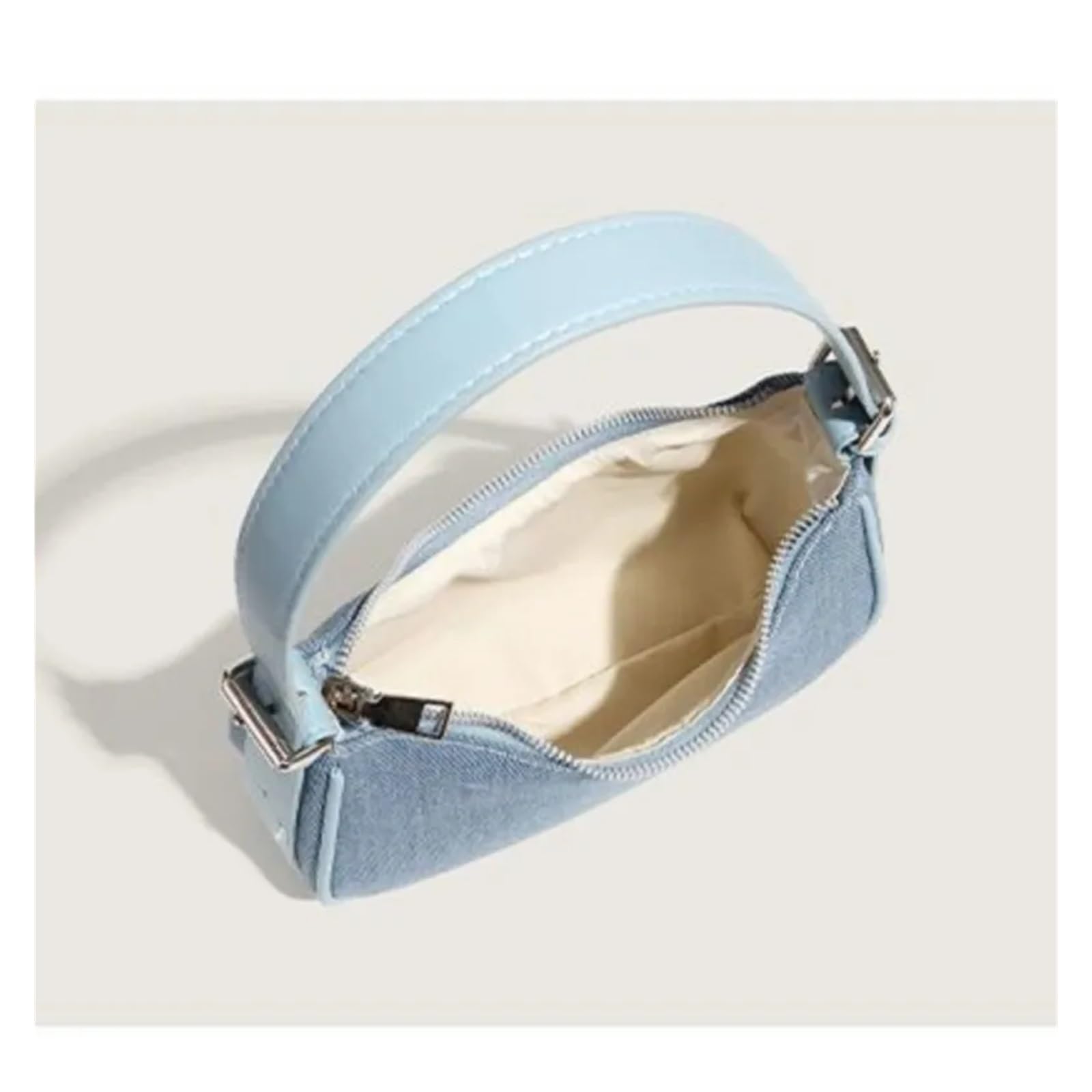 Borsa a tracolla vintage in denim retrò, da donna, con cerniera e strass, casual