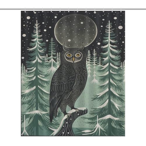Rideau de douche hibou en polyester haut de gamme lavable en machine