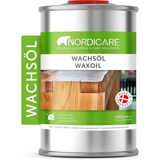 Nordicare Hard Wax Oil - Colourless Wood Finish - Wax Oil for Various Woods (Walnut, Oak, Mahogany, Dark Teak, Cherry) - Made in Denmark (1 L)