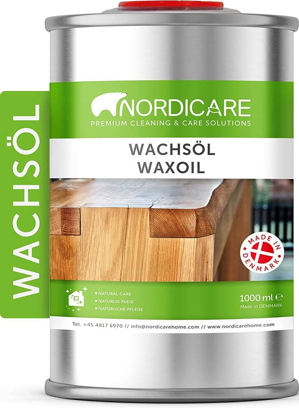 Nordicare Hard Wax Oil - Colourless Wood Finish - Wax Oil for Various Woods (Walnut, Oak, Mahogany, Dark Teak, Cherry) - Made in Denmark (1 L)