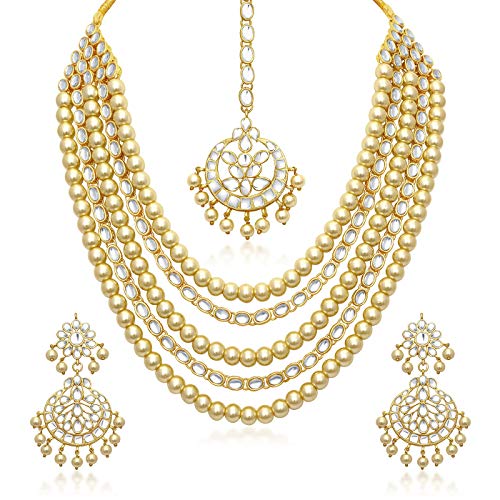 Sukkhi Traditional Pearl Gold Plated Kundan Long Haram Necklace S...