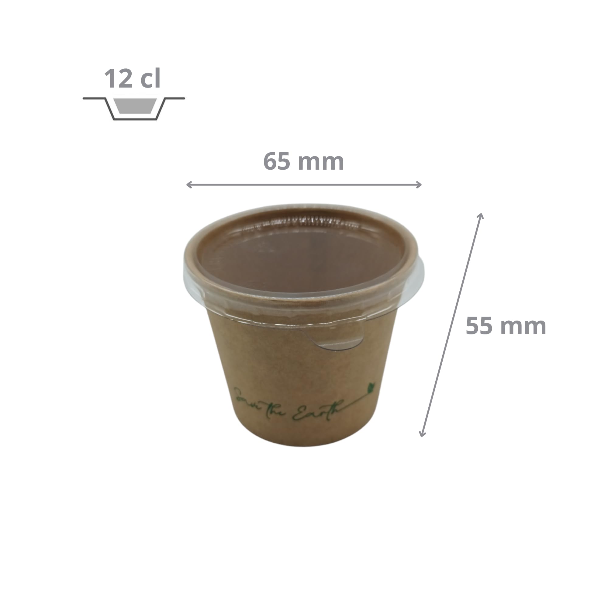 Générique 1000 Pots à Sauce 120 ml en Carton Kraft Brun avec Couvercle en Plastique PET – Verrines 4 oz, Récipients Hermétiques pour Sauces, Idéals pour Aliments Chauds et Froids à Emporter