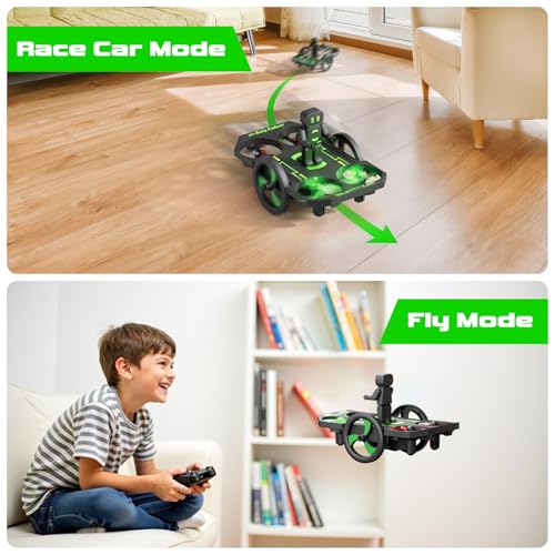 Drones for Kids 8-12 Mini Small Nano Indoor RC Quadcopter Toy for Age 10-15 12-14 Boys, 2 in 1 Remote Control Jumping Flying Car with Race on Land Mode,Circle Fly,360 Flip,Altitude Hold,2 Batteries - Image 3