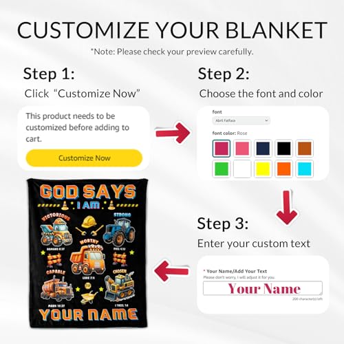 Image of Custom Construction Blanket for Men - Plush Warm Black Throw Blanket - 60 inchx80 inch Inches for Decorative - Truck Gifts for Adults