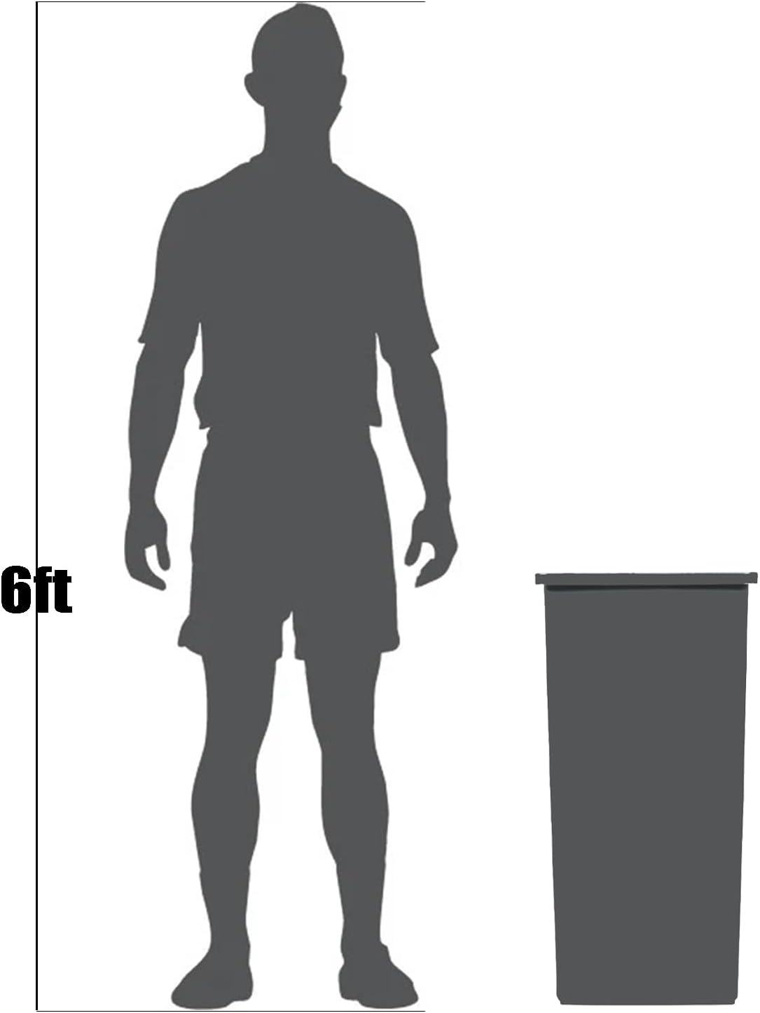 23 Gallon Black Rectangular Plastic Commercial Trash Can