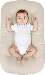 Espreguiçadeira para bebês de 0 a 24 meses, espreguiçadeira biônica orgânica, algodão macio, respirável, assentos e espreguiçadeiras para chá de bebê recém-nascido (Vívido)