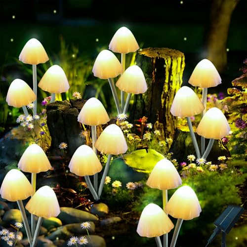 Solar Mushroom Lights for Outside, 6Pack 18 LED Mushrooms with 8 Lighting Modes, Unique Mushroom...