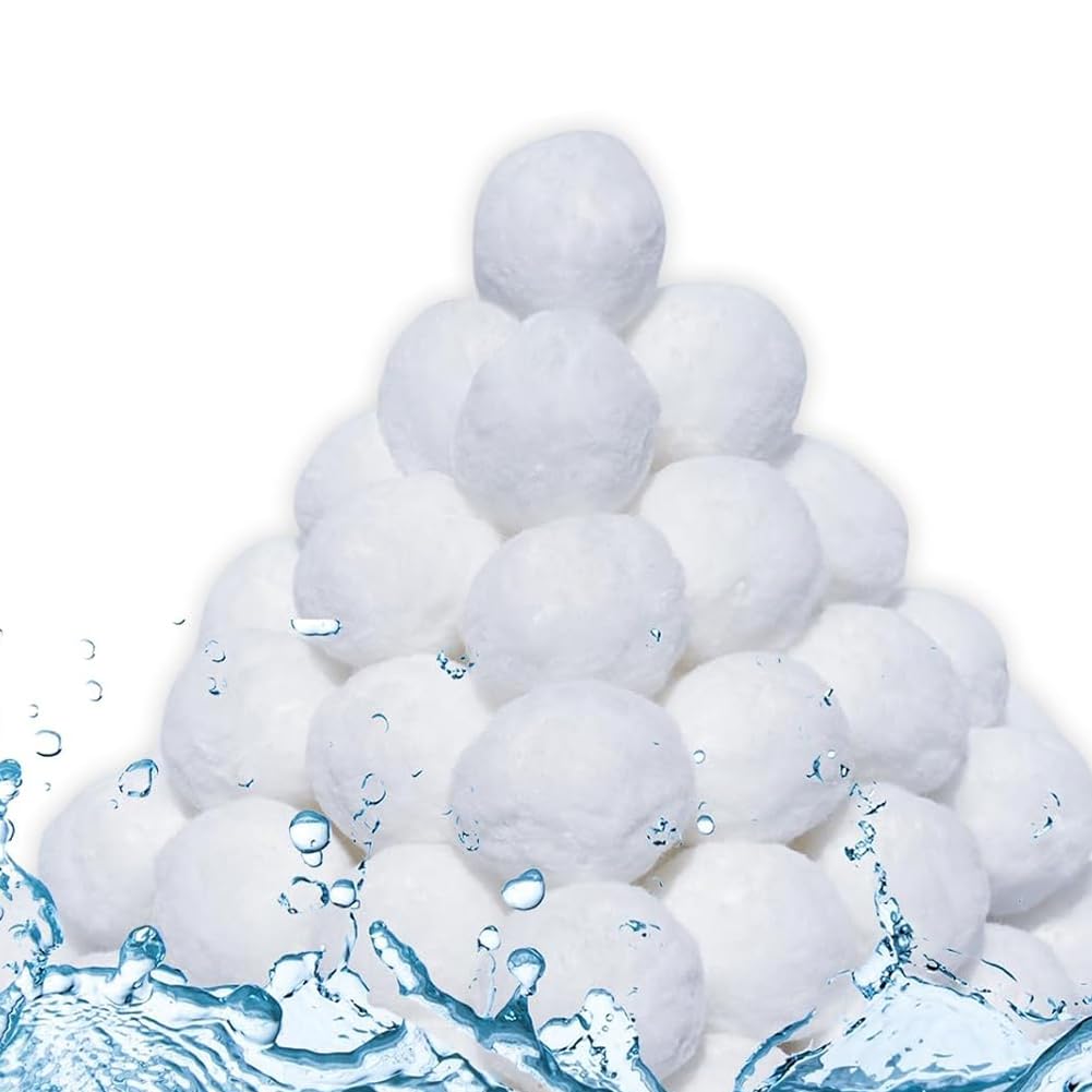 Aundhegrtt 1.54 Lbs Pool Filter Balls for Sand Filter, Reusable Pool Fiber Filter Balls Replace 50lbs Pool Filter Sand Pool Filter Media Balls for Filter Pump, Pool Cleaning
