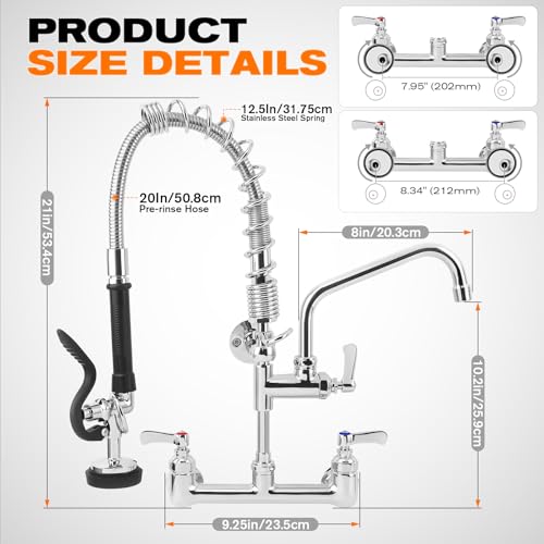 Image of 21 inch Height Commercial Faucet with Sprayer Commercial Sink Faucet