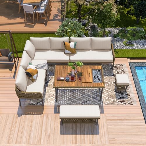 Quarte Rope Patio Furniture L-Shaped Set, 6-Piece...