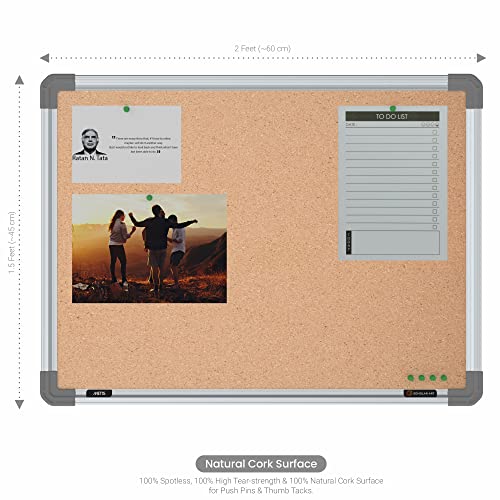 Image of Scholar Art Metis 1.5x2 Feet Cork Board for Study Room & Wall | High Strength Natural Cork + High Density Soft Board for Pinning Photos, Sticky Notes & Reminders