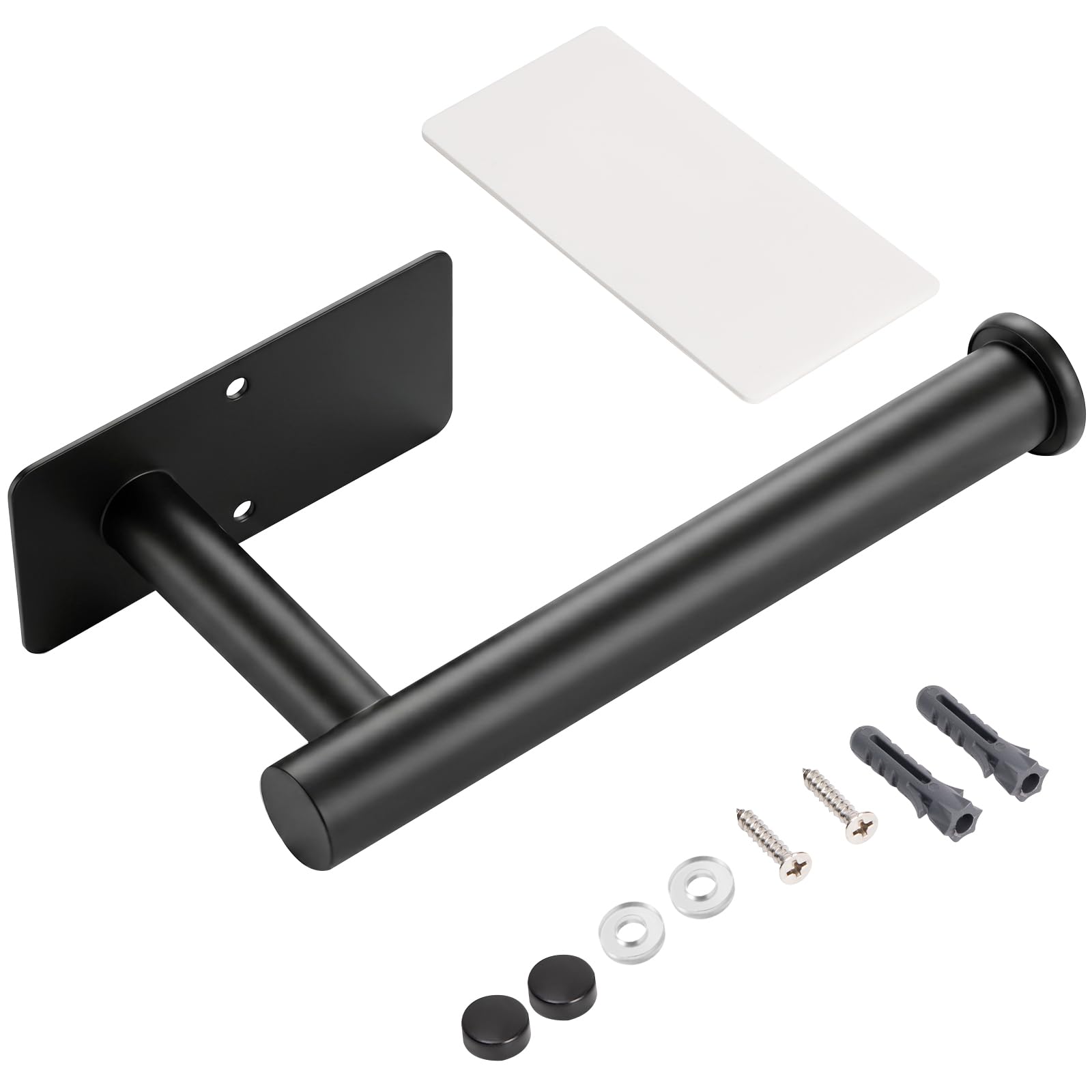Toilet Paper Holder Wall Mount, Adhesive/Screw, for Bathroom, RV, Black