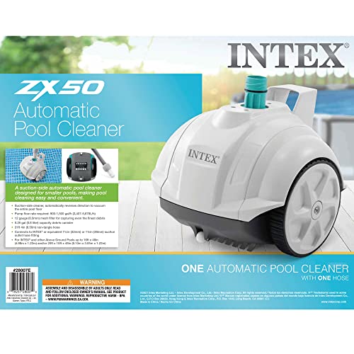 Image of INTEX 28007E ZX50 Suction-Side Above Ground Automatic Pool Cleaner: for Smaller Pools - Cleans Pool Floor - Removes Debris - Removable Filter Tray - 21ft Tangle Free Hose