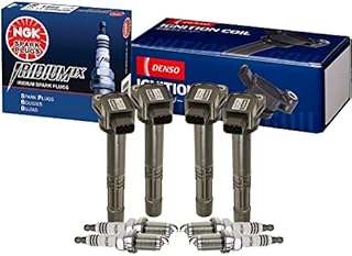 Denso 4 COP Direct Ignition Coils & NGK 4 Iridium IX Spark Plugs Kit For Acura RSX Honda Accord Civic CR-V Element 2.0 2.4 L4 K20A3 K24A1 K24A4 K24A8 K24Z1