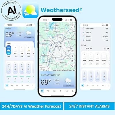 Sainlogic SA9 Plus Smart WiFi Weather Stations Wireless Indoor Outdoor Sensor 24/7 Weather Forecast by Weatherseed AI,Wind Speed and Rain Gauge Outdoor,UV,Alerts & 2-Year Data Export
