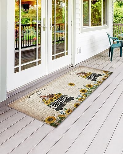 Front-Door-Mat-Farmhouse-Truck-Load-Sunflower-and-Dog-Old-Newspaper-Indoor-Outdoor-Entrance-Doormat-Washable-Floor-Mats-for-Front-Door-Bathroom-Kitchen-Runner-Rugs-24×71-Inch Front Door Mat Farmhouse Truck Load Sunflower and Dog Old Newspaper Indoor Outdoor Entrance Doormat Washable Floor Mats for Front Door Bathroom Kitchen Runner Rugs 24×71 Inch