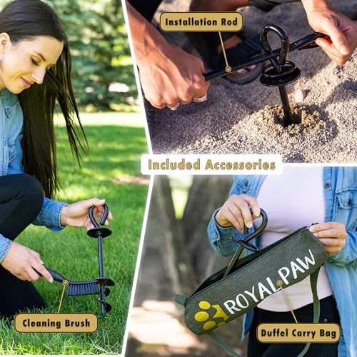 Dog Tie Out Cable and Stake 30ft - for Large Dogs up to 300 lbs - Heavy Duty Tether and Dog Stake for Yard, Beach & Camping Outside (Black, L/XL - 30ft) - Image 5