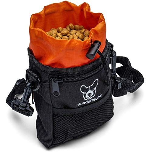 Hundefreund Leckerlibeutel für Hunde – Kleiner Futterbeutel fürs Hundetraining mit 4 Tragevarianten & 4 Fächern – Leckerlitasche mit Kotbeutelspender, wasserabweisend (14 x 11 x 4 cm)