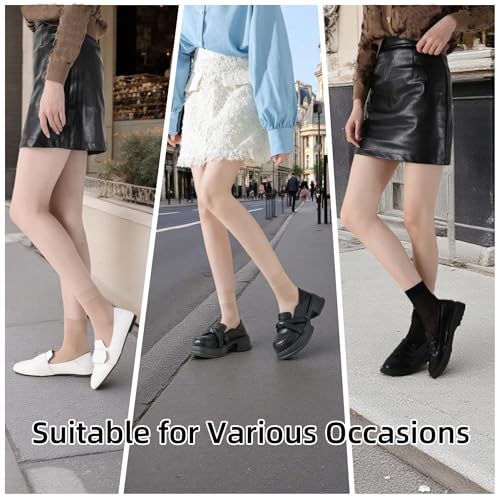 Image of Women's 10-24 Pairs (in Gift Box) Ankle High Sheer Nylon Socks Soft Tight Hosiery with Reinforced Toe