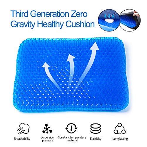 SUNKONG Gel Seat Cushion, Double Thick Seat Cushion Honeycomb Design Cushion with Non-Slip